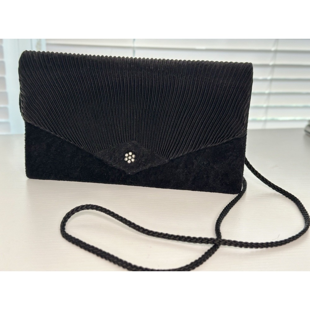 Vintage/Antique Sasha New York Velvet Evening Purse, Black, Satin Interior
